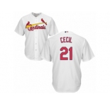 Youth Majestic St. Louis Cardinals #21 Brett Cecil Authentic White Home Cool Base MLB Jersey