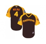 Youth Majestic St. Louis Cardinals #4 Yadier Molina Authentic Brown 2016 All-Star National League BP Cool Base MLB Jersey