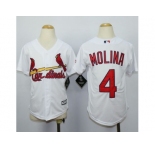 Youth St. Louis Cardinals #4 Yadier Molina White jerseys
