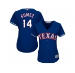 Women's Majestic Texas Rangers #14 Carlos Gomez Authentic Royal Blue Alternate 2 Cool Base MLB Jersey