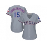 Women's Majestic Texas Rangers #15 Will Middlebrooks Authentic Grey Road Cool Base MLB Jersey