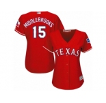 Women's Majestic Texas Rangers #15 Will Middlebrooks Replica Red Alternate Cool Base MLB Jersey