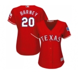 Women's Majestic Texas Rangers #20 Darwin Barney Replica Red Alternate Cool Base MLB Jersey