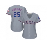 Women's Majestic Texas Rangers #25 Jonathan Lucroy Authentic Grey Road Cool Base MLB Jersey