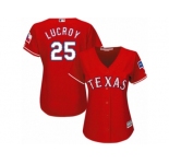 Women's Majestic Texas Rangers #25 Jonathan Lucroy Authentic Red Alternate Cool Base MLB Jersey