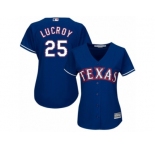 Women's Majestic Texas Rangers #25 Jonathan Lucroy Authentic Royal Blue Alternate 2 Cool Base MLB Jersey