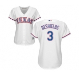 Women's Majestic Texas Rangers #3 Delino DeShields Authentic White Home Cool Base MLB Jersey