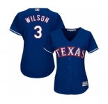 Women's Majestic Texas Rangers #3 Russell Wilson Replica Royal Blue Alternate 2 Cool Base MLB Jersey