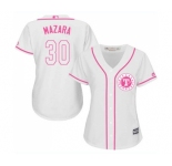 Women's Majestic Texas Rangers #30 Nomar Mazara Replica White Fashion Cool Base MLB Jersey