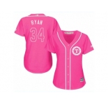 Women's Majestic Texas Rangers #34 Nolan Ryan Replica Pink Fashion Cool Base MLB Jersey