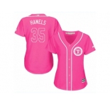 Women's Majestic Texas Rangers #35 Cole Hamels Replica Pink Fashion Cool Base MLB Jersey