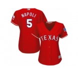 Women's Majestic Texas Rangers #5 Mike Napoli Authentic Red Alternate Cool Base MLB Jersey