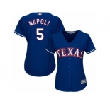 Women's Majestic Texas Rangers #5 Mike Napoli Authentic Royal Blue Alternate 2 Cool Base MLB Jersey