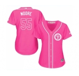 Women's Majestic Texas Rangers #55 Matt Moore Authentic Pink Fashion Cool Base MLB Jersey