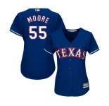 Women's Majestic Texas Rangers #55 Matt Moore Authentic Royal Blue Alternate 2 Cool Base MLB Jersey