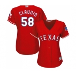 Women's Majestic Texas Rangers #58 Alex Claudio Replica Red Alternate Cool Base MLB Jersey