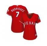 Women's Majestic Texas Rangers #7 Ivan Rodriguez Authentic Red Alternate Cool Base MLB Jersey