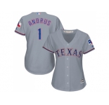 Women's Texas Rangers #1 Elvis Andrus Grey Road Stitched MLB Jersey