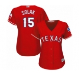 Women's Texas Rangers #15 Nick Solak Authentic Red Alternate Cool Base Baseball Player Jersey
