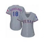 Women's Texas Rangers #18 Moreland Grey Road Stitched MLB Jersey