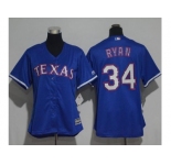 Women's Texas Rangers #34 Nolan Ryan Blue Alternate Stitched MLB Jersey