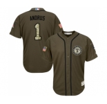 Youth Majestic Texas Rangers #1 Elvis Andrus Authentic Green Salute to Service MLB Jersey