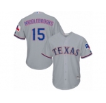 Youth Majestic Texas Rangers #15 Will Middlebrooks Authentic Grey Road Cool Base MLB Jersey