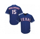 Youth Majestic Texas Rangers #15 Will Middlebrooks Authentic Royal Blue Alternate 2 Cool Base MLB Jersey