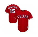 Youth Majestic Texas Rangers #15 Will Middlebrooks Replica Red Alternate Cool Base MLB Jersey