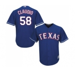 Youth Majestic Texas Rangers #58 Alex Claudio Replica Royal Blue Alternate 2 Cool Base MLB Jersey