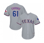 Youth Majestic Texas Rangers #61 Robinson Chirinos Replica Grey Road Cool Base MLB Jersey