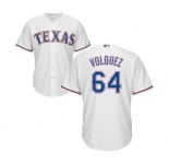 Youth Majestic Texas Rangers #64 Edinson Volquez Replica White Home Cool Base MLB Jersey