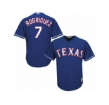 Youth Majestic Texas Rangers #7 Ivan Rodriguez Authentic Royal Blue Alternate 2 Cool Base MLB Jersey