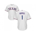 Youth Texas Rangers #1 Elvis Andrus White Cool Base Stitched MLB Jersey