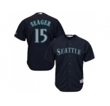 Youth Seattle Mariners #15 Kyle Seager Navy Blue Cool Base Stitched MLB Jersey