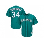 Youth Seattle Mariners #34 Felix Hernandez Green Cool Base Stitched MLB Jersey