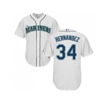 Youth Seattle Mariners #34 Felix Hernandez White Cool Base Stitched MLB Jersey