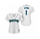 Women Majestic Seattle Mariners #1 Jarrod Dyson Authentic White Home Cool Base MLB Jersey
