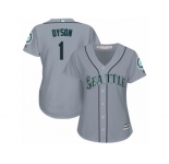 Women Majestic Seattle Mariners #1 Jarrod Dyson Replica Grey Road Cool Base MLB Jersey