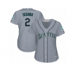 Women's Majestic Seattle Mariners #2 Jean Segura Replica Grey Road Cool Base MLB Jersey