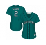 Women's Majestic Seattle Mariners #2 Jean Segura Replica Teal Green Alternate Cool Base MLB Jersey