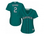 Women's Majestic Seattle Mariners #2 Jean Segura Replica Teal Green Alternate Cool Base MLB Jersey