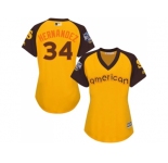 Women's Majestic Seattle Mariners #34 Felix Hernandez Authentic Yellow 2016 All-Star American League BP Cool Base MLB Jersey