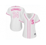 Women's Majestic Seattle Mariners #34 Felix Hernandez Replica White Fashion Cool Base MLB Jersey