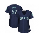 Women's Majestic Seattle Mariners #52 Carlos Ruiz Replica Navy Blue Alternate 2 Cool Base MLB Jersey