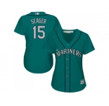 Women's Seattle Mariners #15 Kyle Seager Green Alternate Stitched MLB Jersey