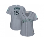 Women's Seattle Mariners #15 Kyle Seager Grey Road Stitched MLB Jersey
