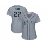 Women's Seattle Mariners #22 Robinson Cano Grey Road Stitched MLB Jersey