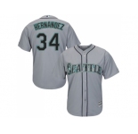 Women's Seattle Mariners #34 Felix Hernandez Grey Road Stitched MLB Jersey