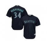Women's Seattle Mariners #34 Felix Hernandez Navy Blue Alternate Stitched MLB Jersey